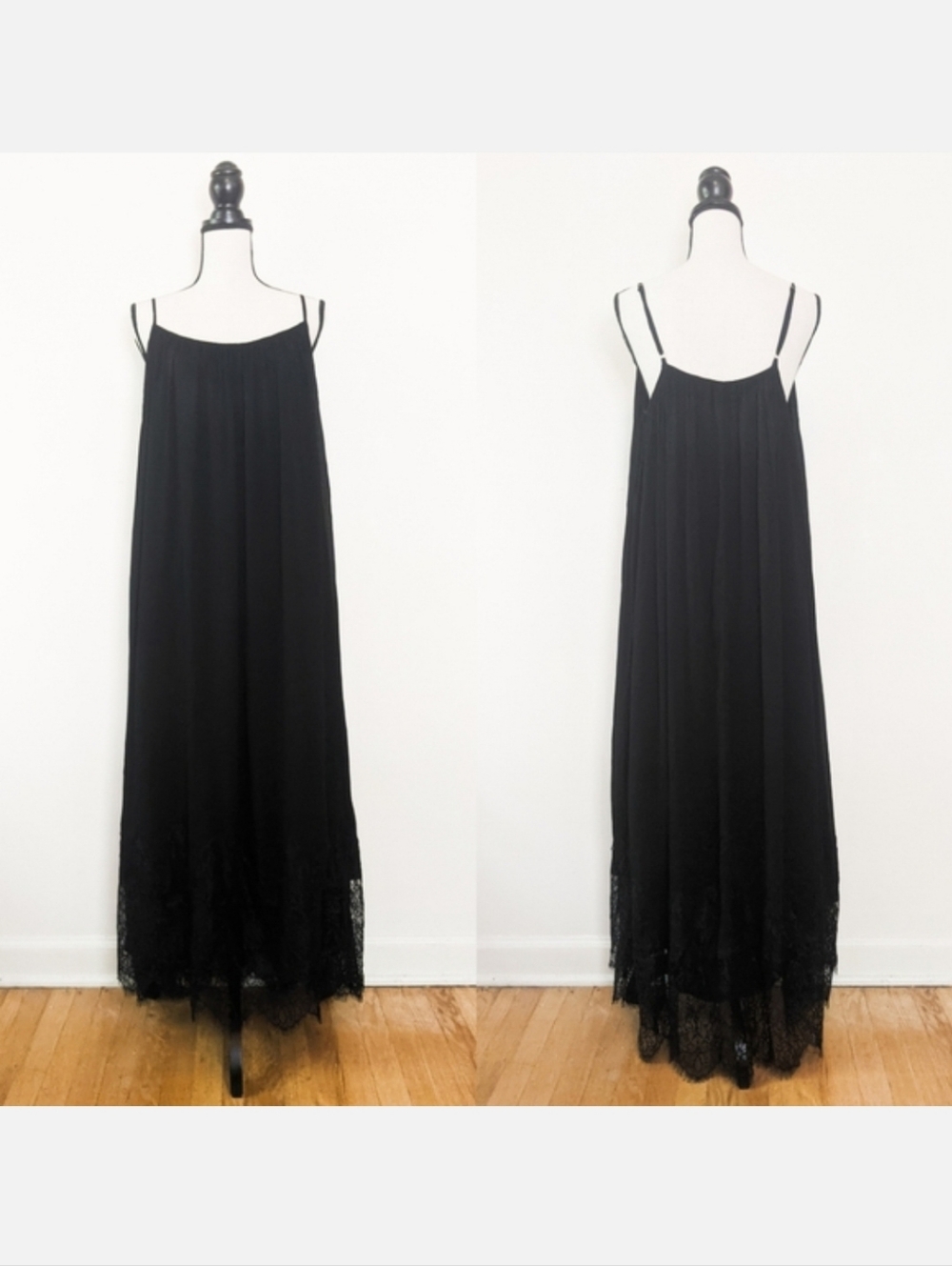 NWT Storia Black Lace Hem Maxi Dress